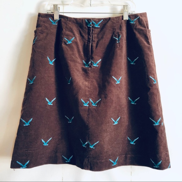 Vintage Lilly Pulitzer Brown Velvet Blue Birds Skirt - Picture 4 of 6